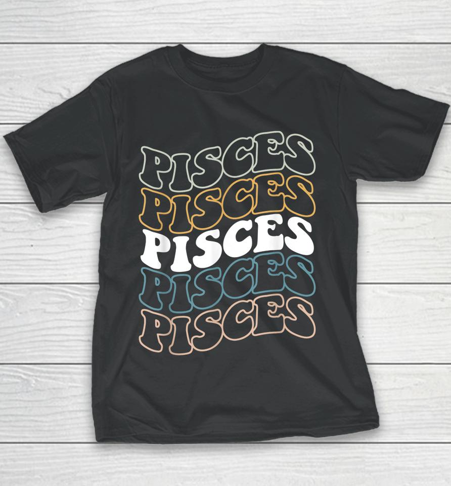 Vintage Pisces Zodiac Tee Birthday Gifts For Pisces Youth T-Shirt