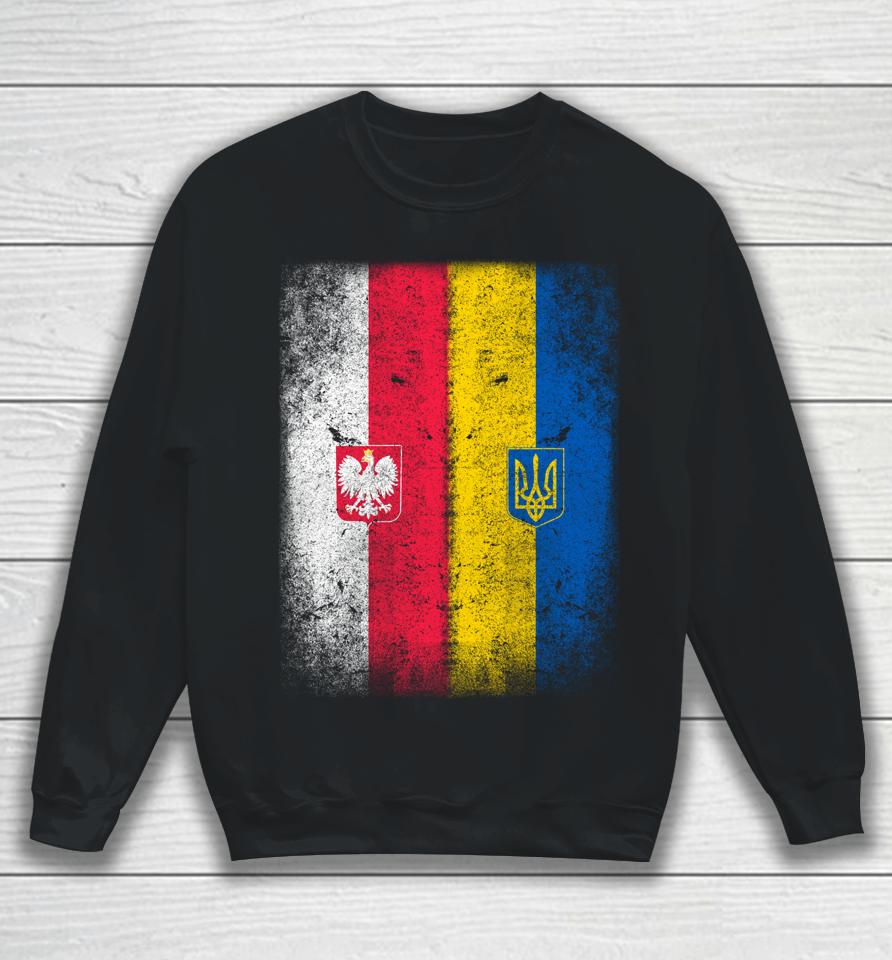 Vintage Poland Ukraine Polish Ukrainian Flag Sweatshirt