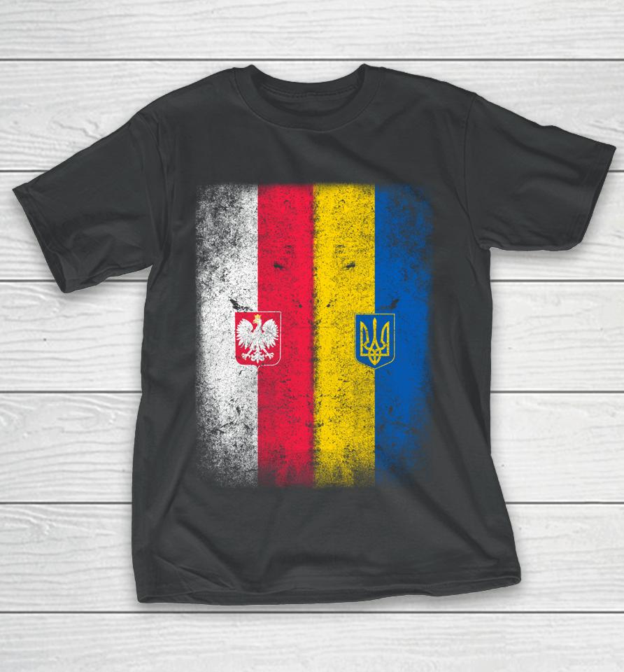 Vintage Poland Ukraine Polish Ukrainian Flag T-Shirt