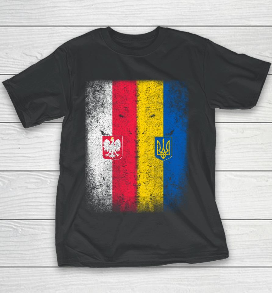 Vintage Poland Ukraine Polish Ukrainian Flag Youth T-Shirt