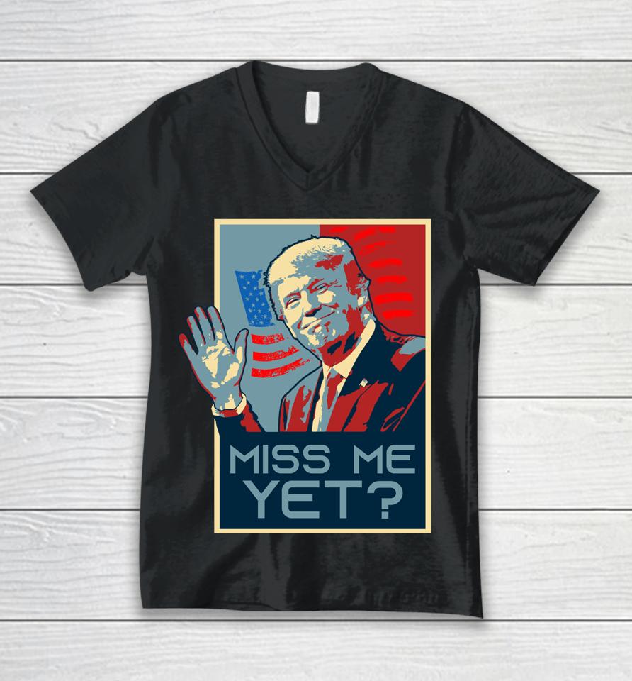 Vintage Pop Art Usa Flag Miss Me Yet Donald Trump Unisex V-Neck T-Shirt
