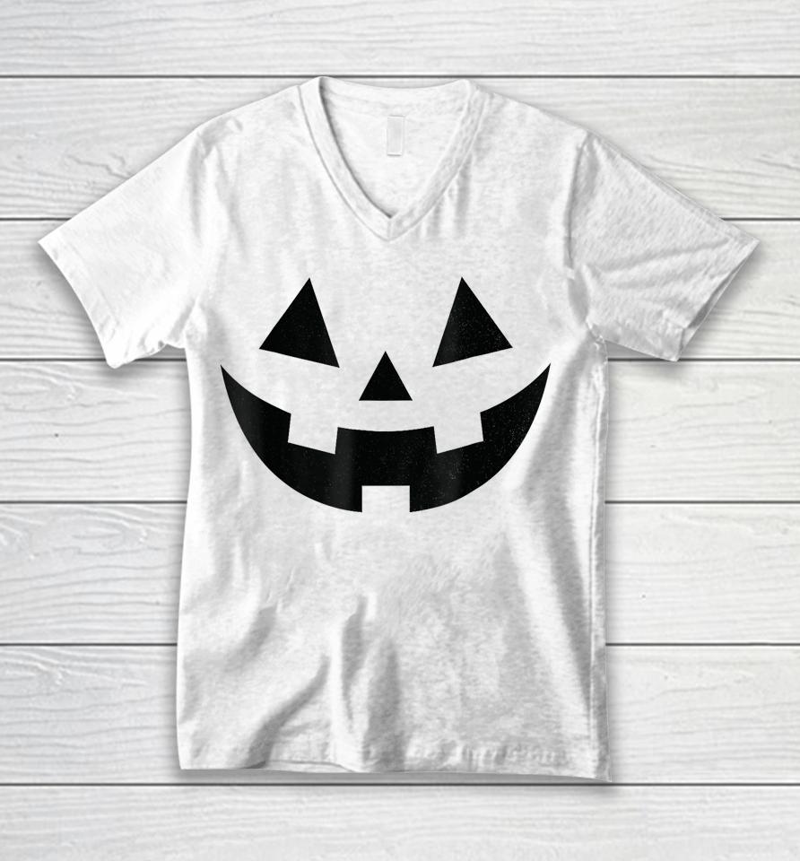 Vintage Pumpkin Face Jackolantern Jack O Lantern Halloween Unisex V-Neck T-Shirt