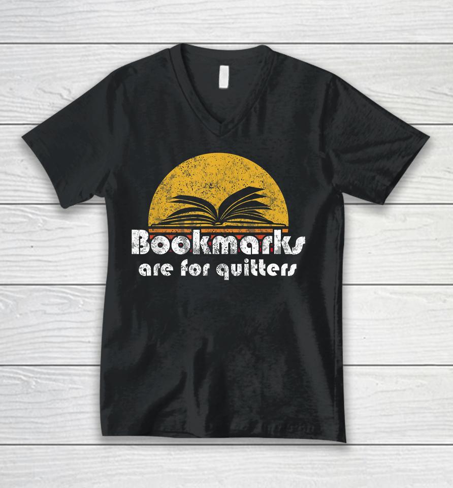 Vintage Reading Book Bookmarks Quitters Unisex V-Neck T-Shirt