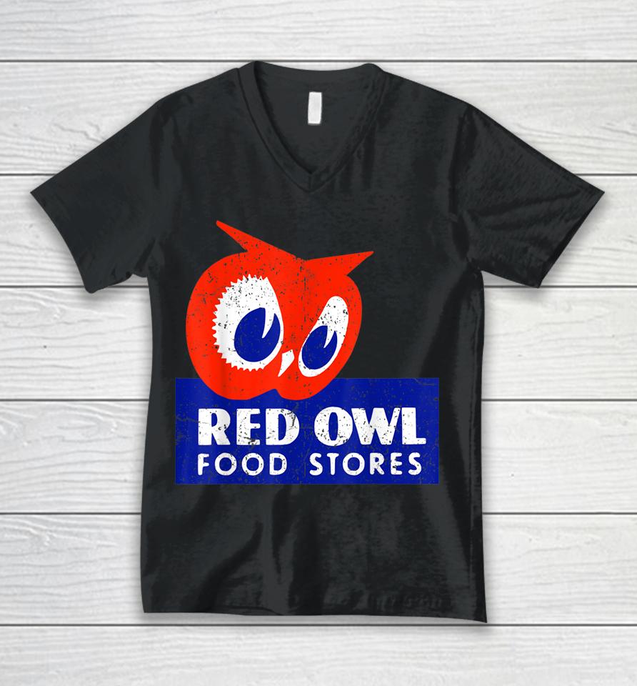 Vintage Red Owl Groceries Defunct Grocery Store Unisex V-Neck T-Shirt