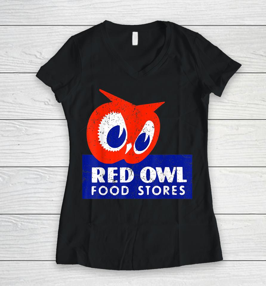 Vintage Red Owl Groceries Defunct Grocery Store Women V-Neck T-Shirt