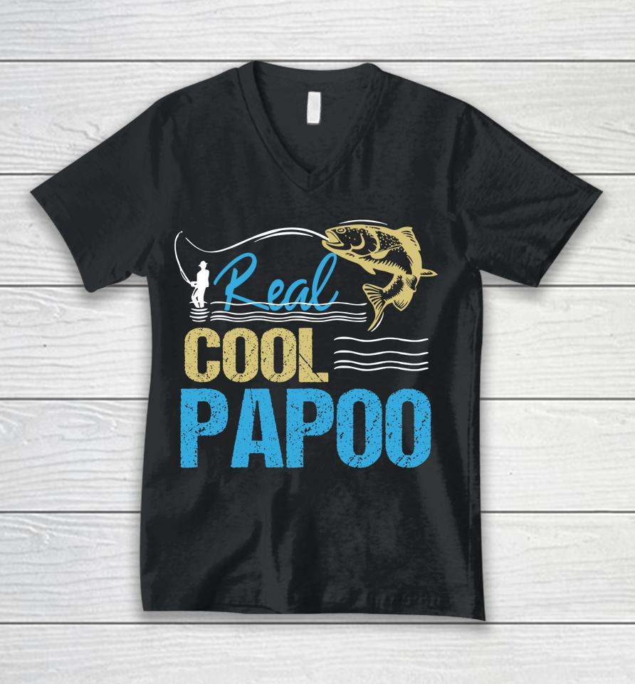 Vintage Reel Cool Papoo Fishing Daddy Grandpa Father's Day Unisex V-Neck T-Shirt