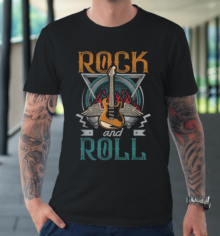 Vintage Retro 80S Rock &Amp; Roll Music Guitar Wings Premium T-Shirt