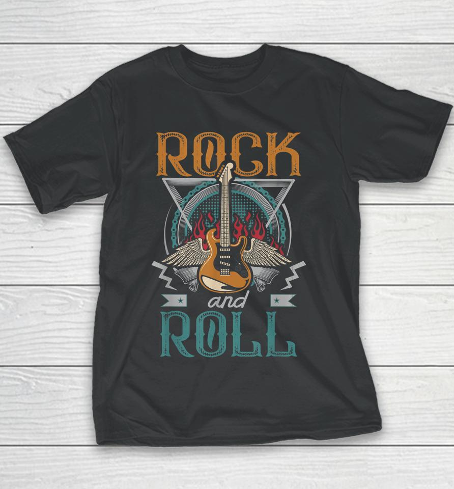 Vintage Retro 80S Rock &Amp; Roll Music Guitar Wings Youth T-Shirt