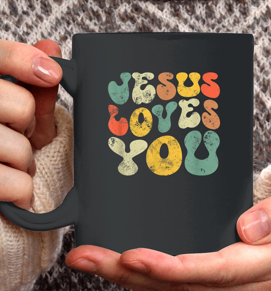 Vintage Retro Jesus Loves You Christian Gift Coffee Mug