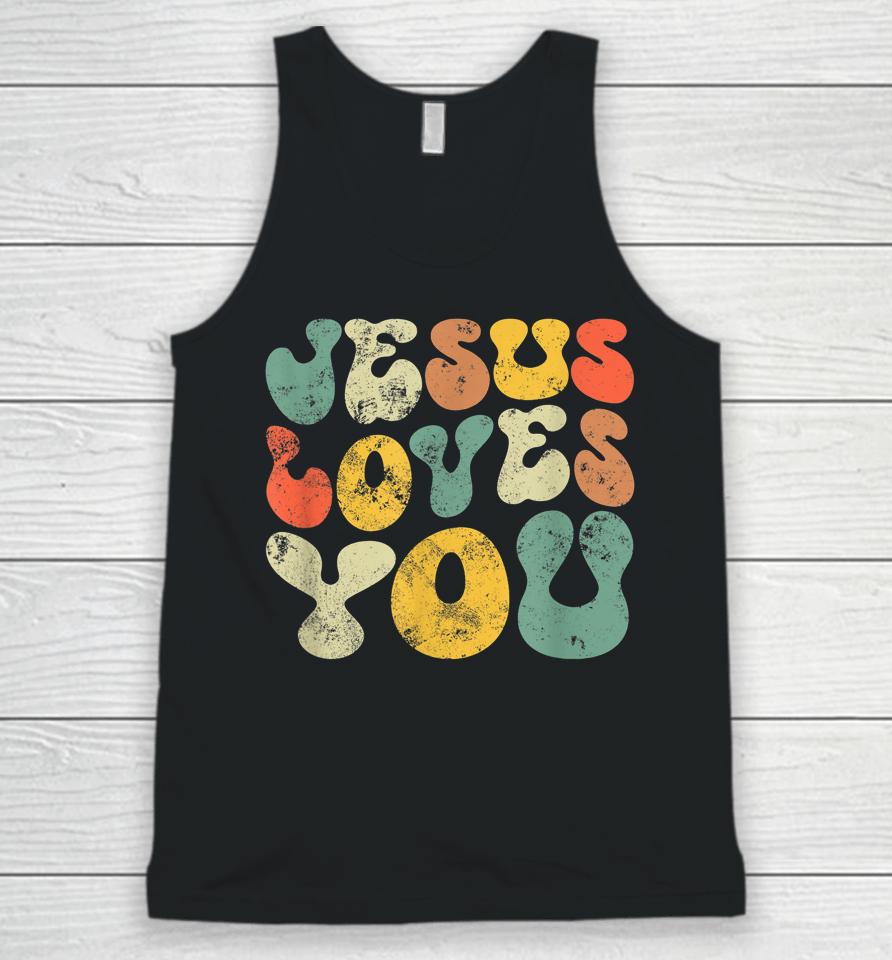 Vintage Retro Jesus Loves You Christian Gift Unisex Tank Top