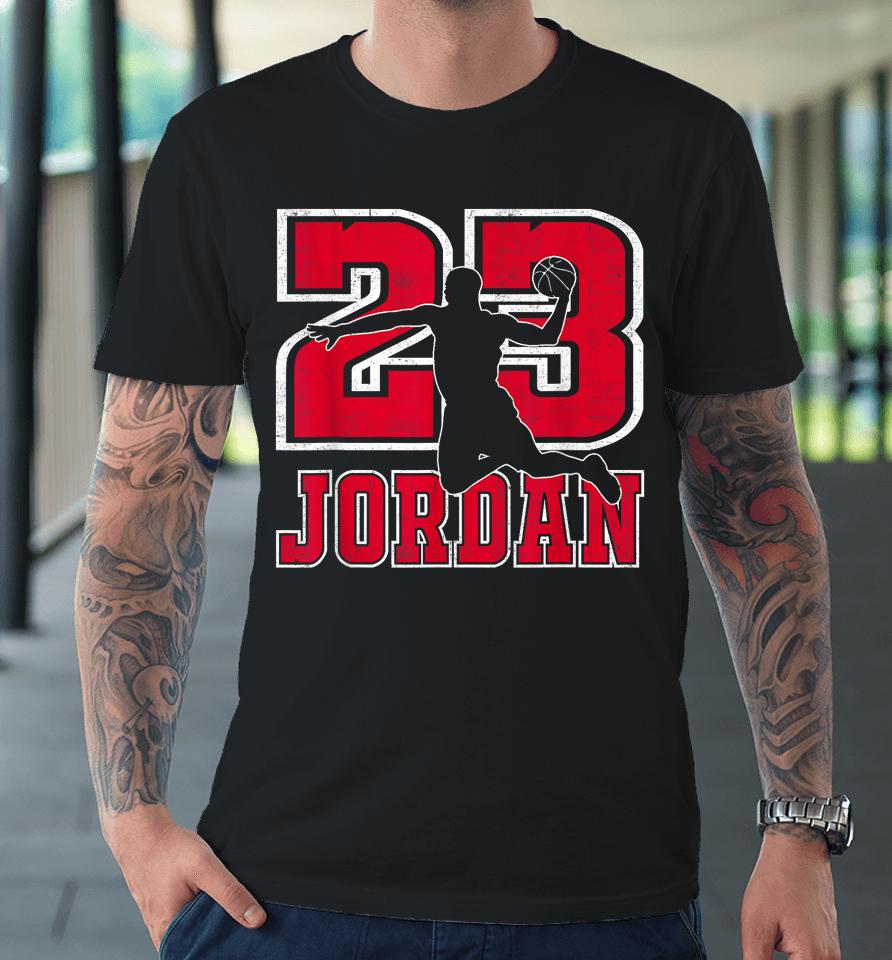 Vintage Retro Jordan Basketball Player Gift Men Boys Premium T-Shirt