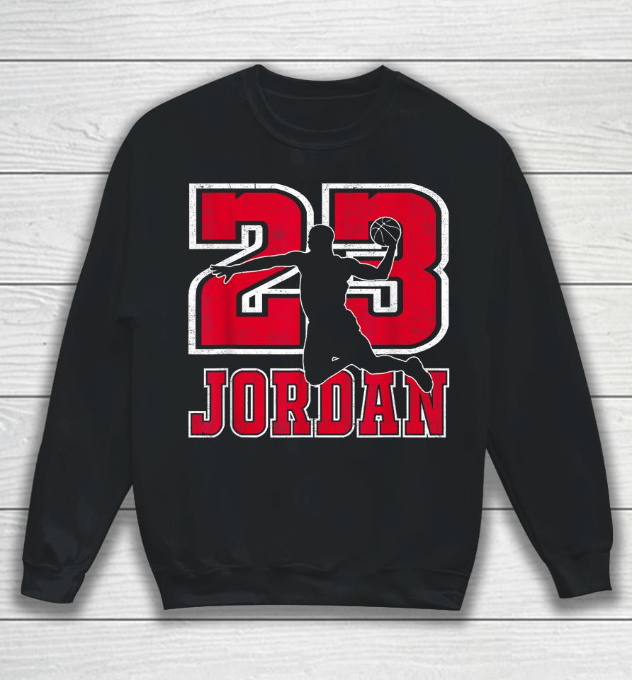 Vintage Retro Jordan Basketball Player Gift Men Boys Sweatshirt