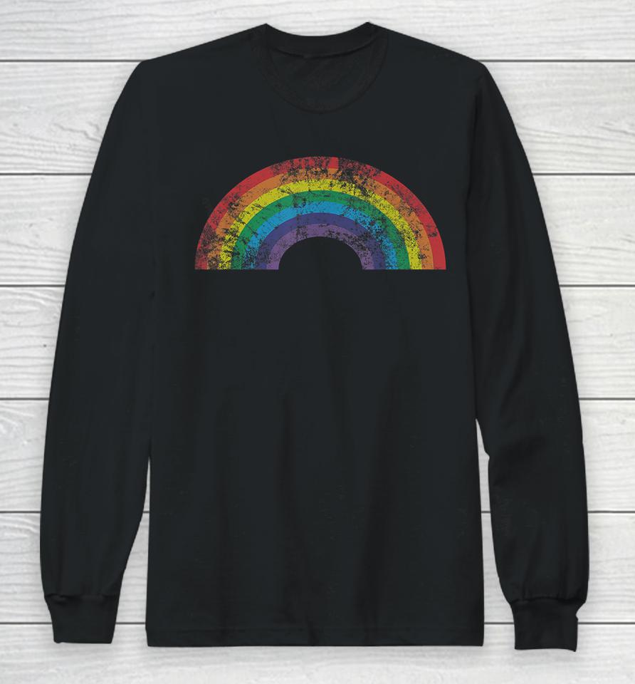 Vintage Retro Rainbow Gay Pride Long Sleeve T-Shirt