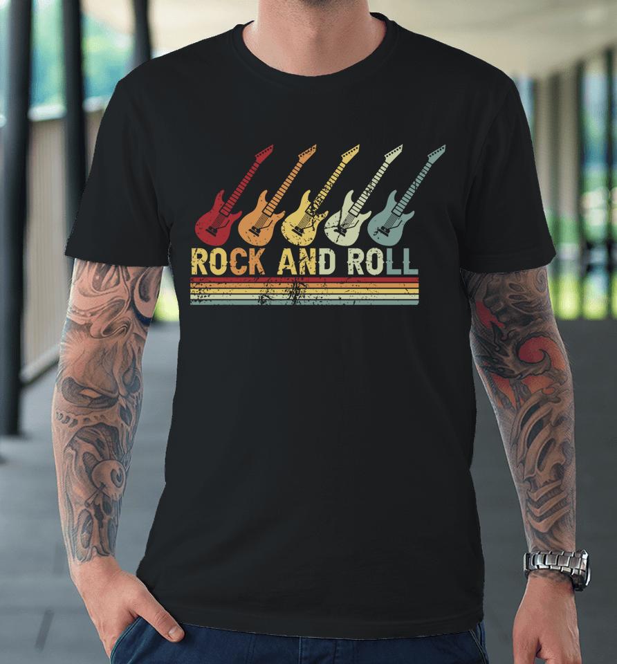 Vintage Retro Rock And Roll Guitar Music Premium T-Shirt