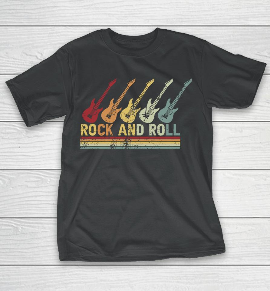 Vintage Retro Rock And Roll Guitar Music T-Shirt