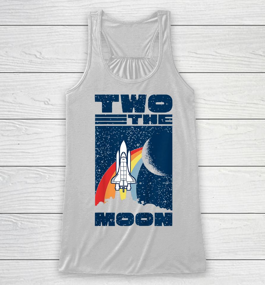 Vintage Retro Two The Moon 2 Year Old 2Nd Birthday Party Racerback Tank