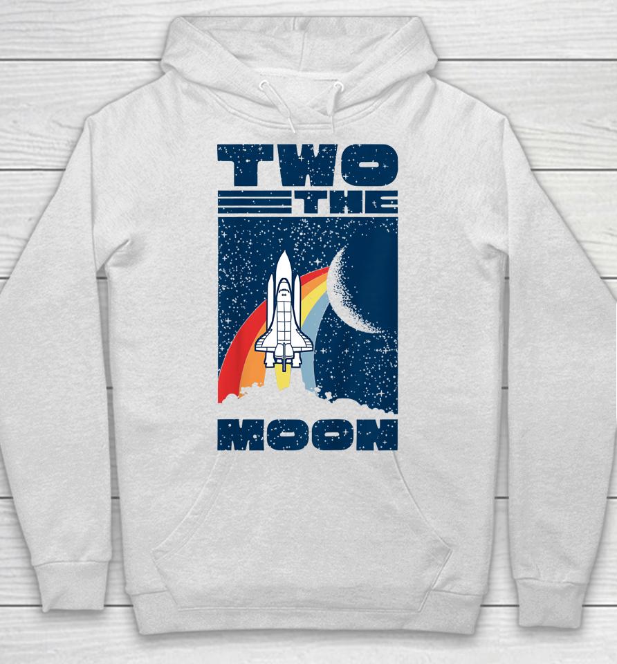 Vintage Retro Two The Moon 2 Year Old 2Nd Birthday Party Hoodie
