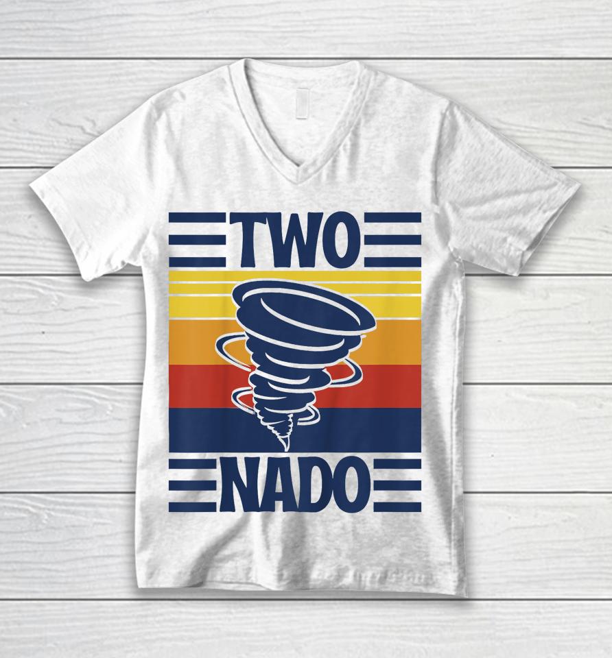 Vintage Retro Twonado 2 Year Old 2Nd Birthday Boys Girls Unisex V-Neck T-Shirt