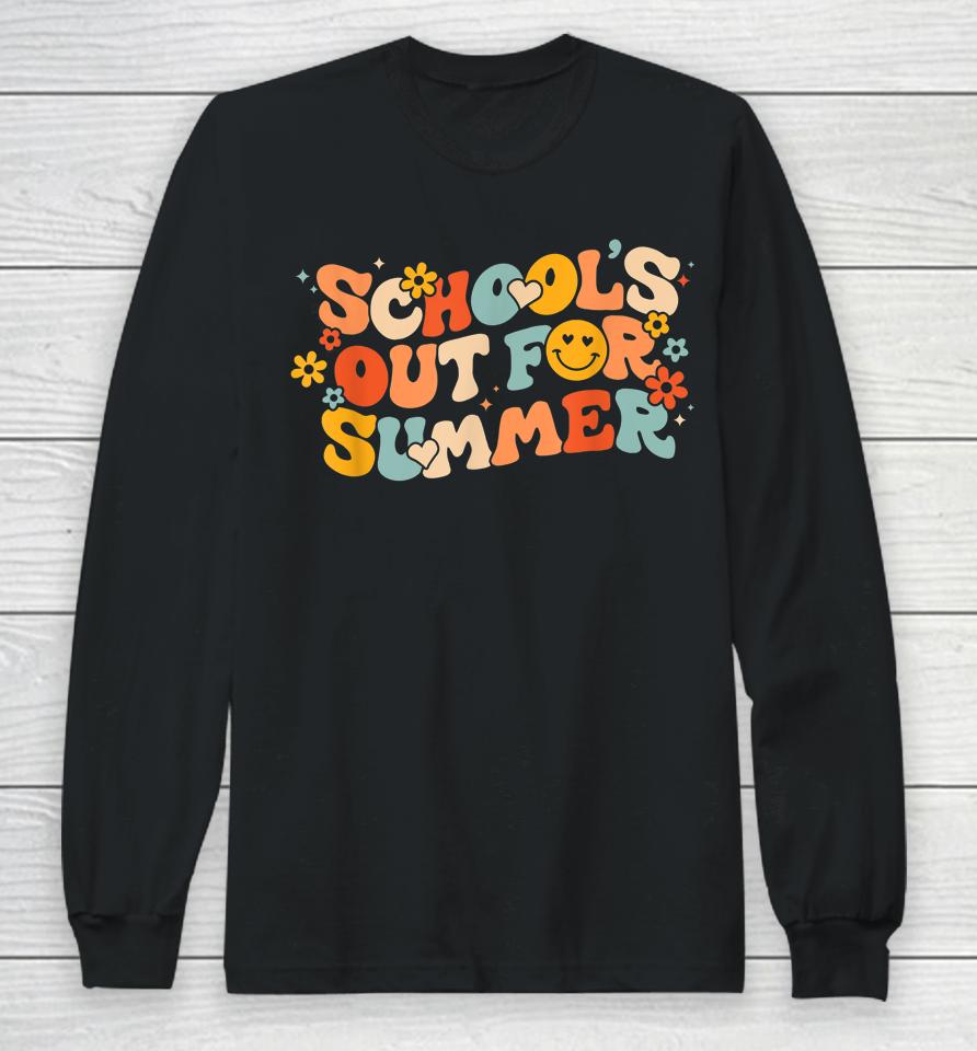 Vintage Schools Out For Summer Ladies Women Kids Teacher Long Sleeve T-Shirt