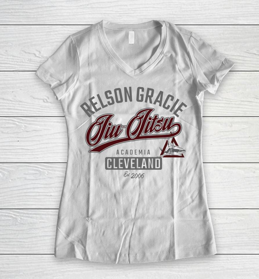 Vintage Style Gracie Cleveland Jiu-Jitsu Women V-Neck T-Shirt