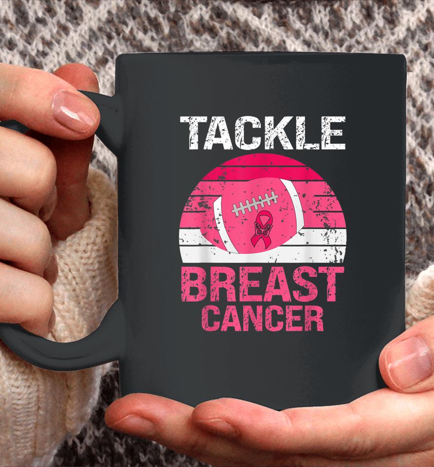 Vintage Tackle Football Pink Ribbon Breast Cancer Awareness Coffee Mug