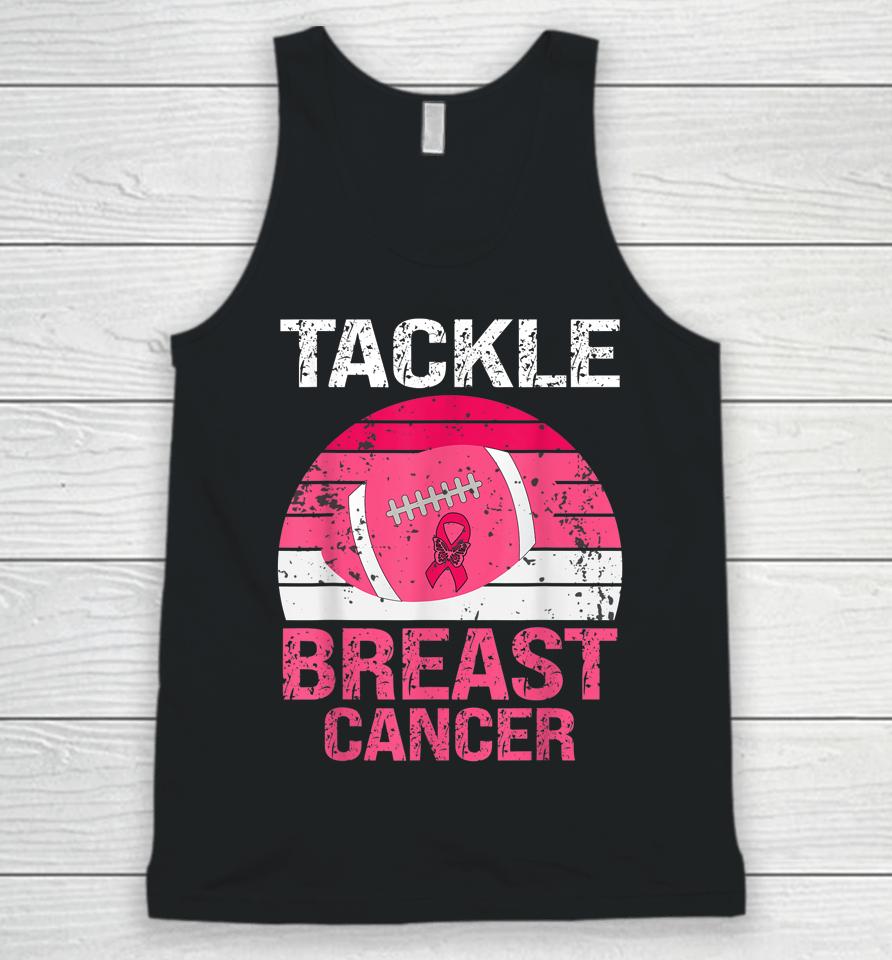 Vintage Tackle Football Pink Ribbon Breast Cancer Awareness Unisex Tank Top