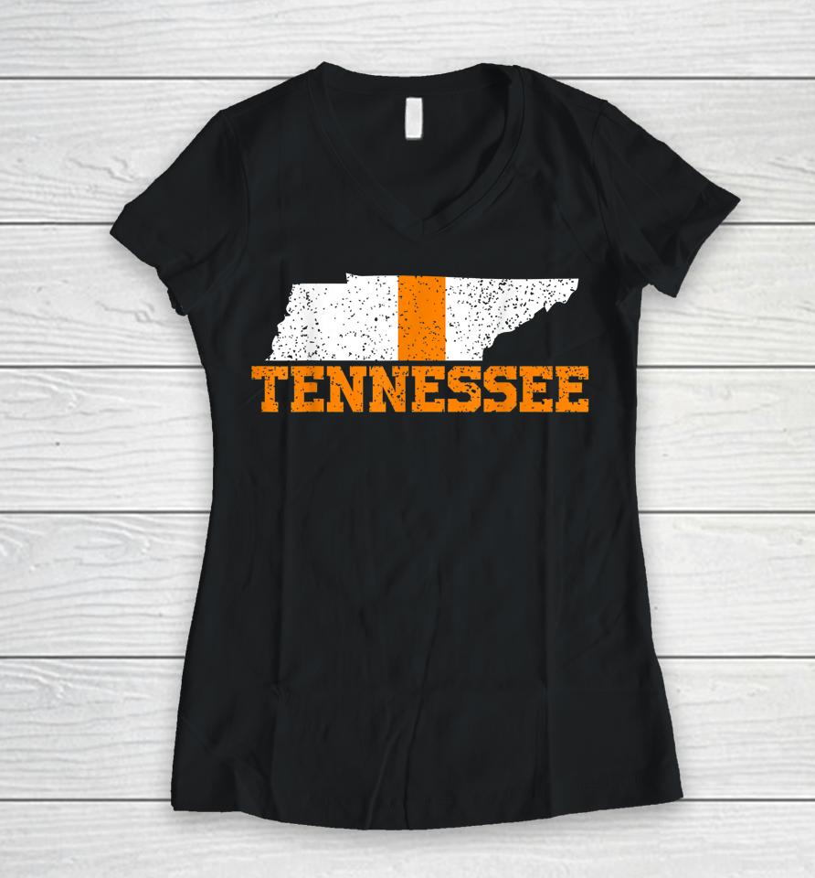 Vintage Tennessee Map Women V-Neck T-Shirt