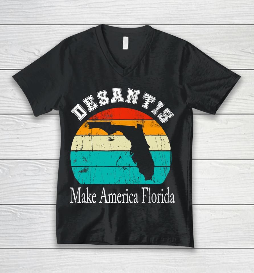 Vintage Trump Desantis 2024 Election Make America Florida Unisex V-Neck T-Shirt