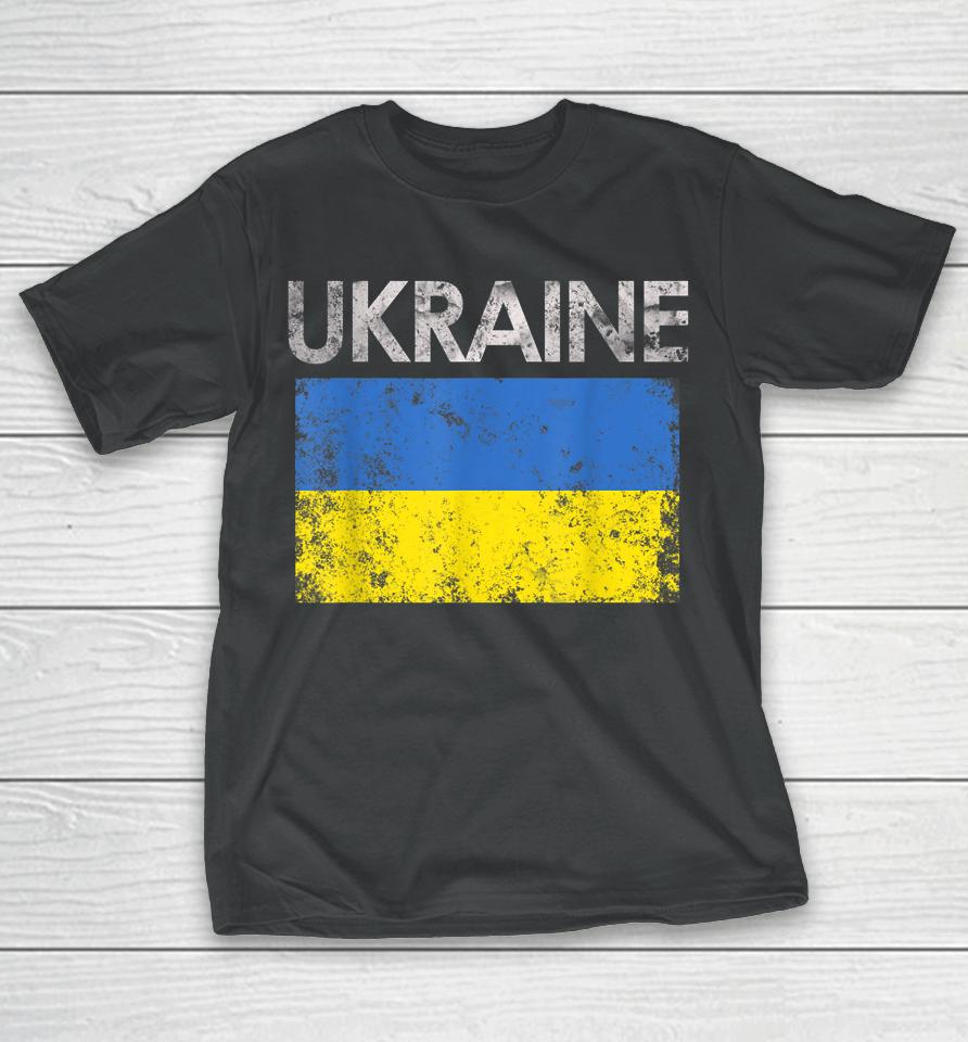 Vintage Ukraine Ukrainian Flag Pride Gift T-Shirt