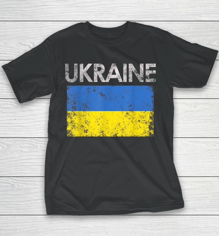 Vintage Ukraine Ukrainian Flag Pride Gift Youth T-Shirt