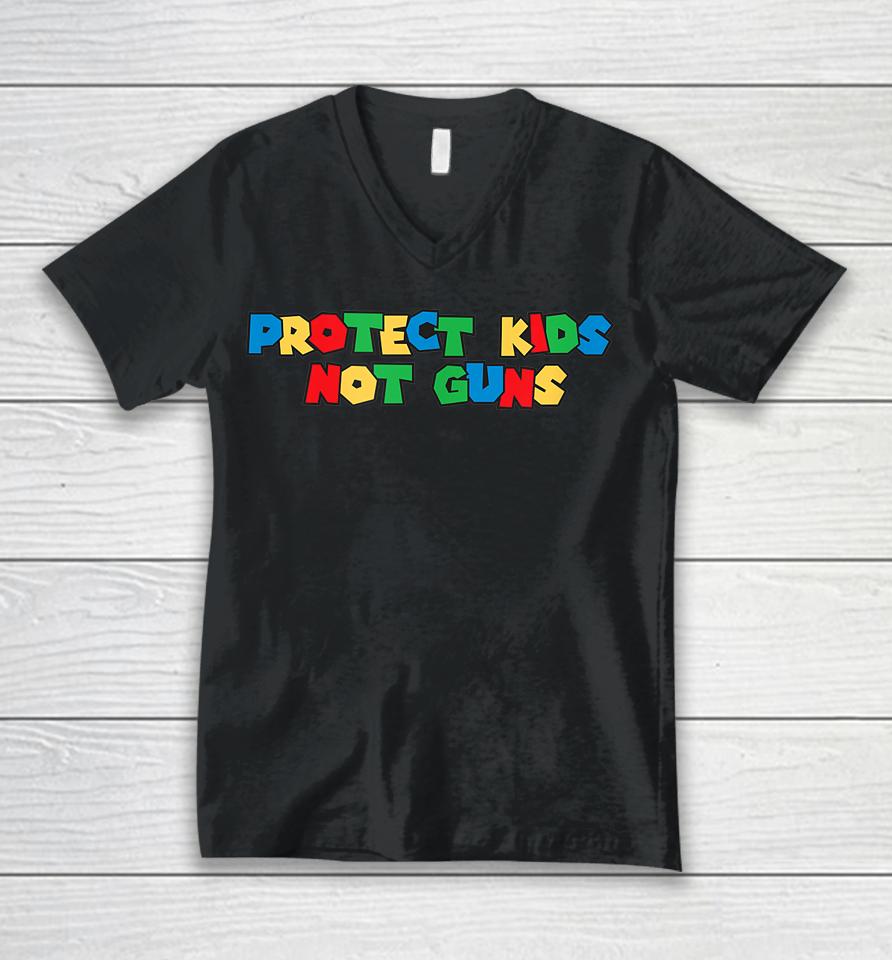 Vintage Video Game Protect Kids Not Guns Unisex V-Neck T-Shirt