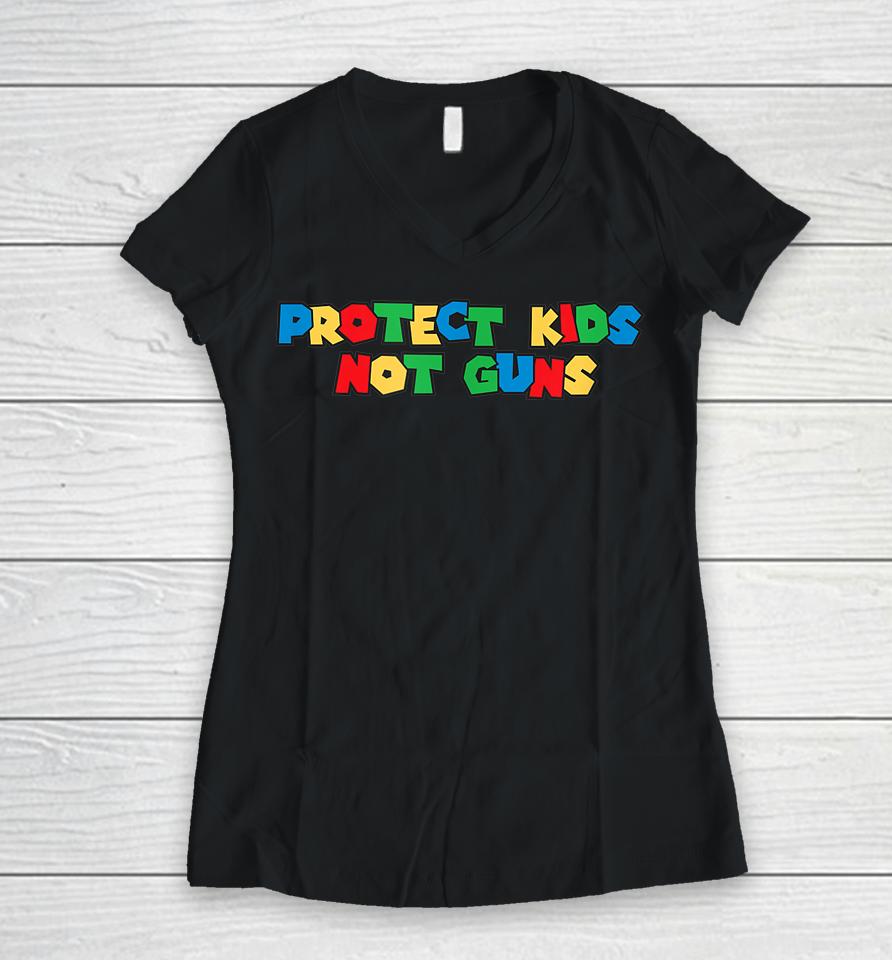 Vintage Video Game Protect Kids Not Guns Women V-Neck T-Shirt