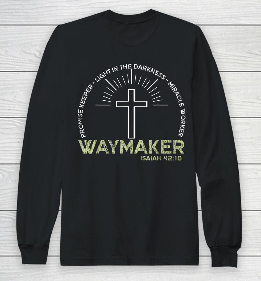 Vintage Waymaker Promise Keeper Miracle Worker Christian Long Sleeve T-Shirt