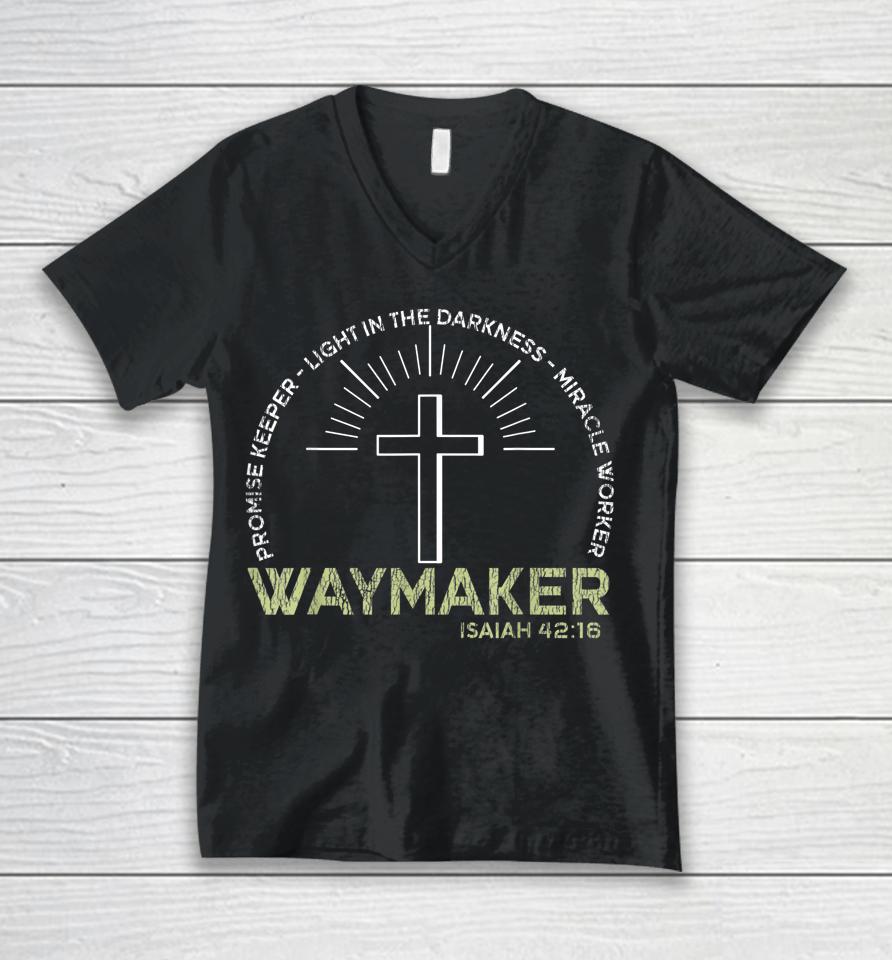 Vintage Waymaker Promise Keeper Miracle Worker Christian Unisex V-Neck T-Shirt