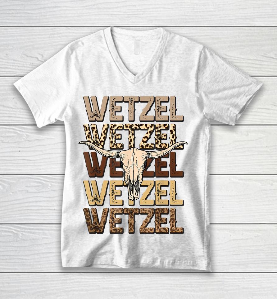 Vintage Womens Koe Western Country Music Wetzel Bull Skull Unisex V-Neck T-Shirt