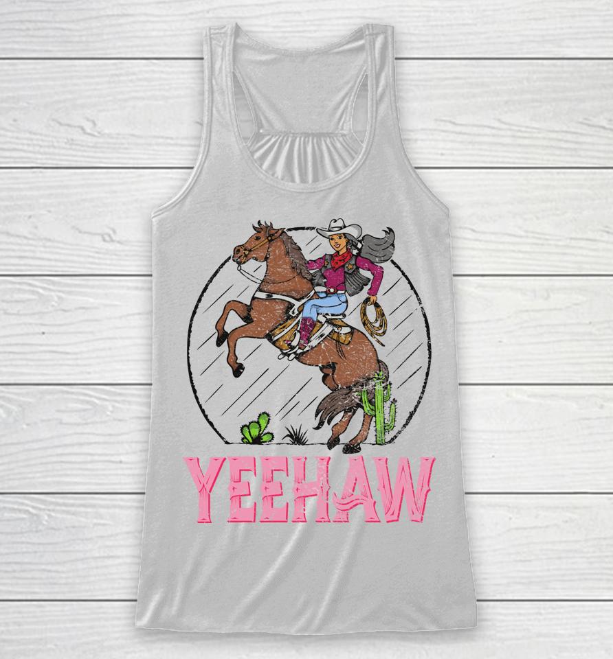 Vintage Yeehaw Howdy Rodeo Western Country Southern Cowgirl Racerback Tank
