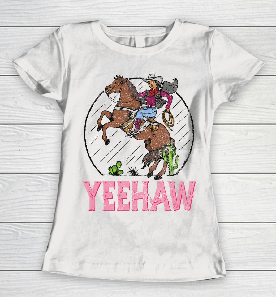 Vintage Yeehaw Howdy Rodeo Western Country Southern Cowgirl Women T-Shirt