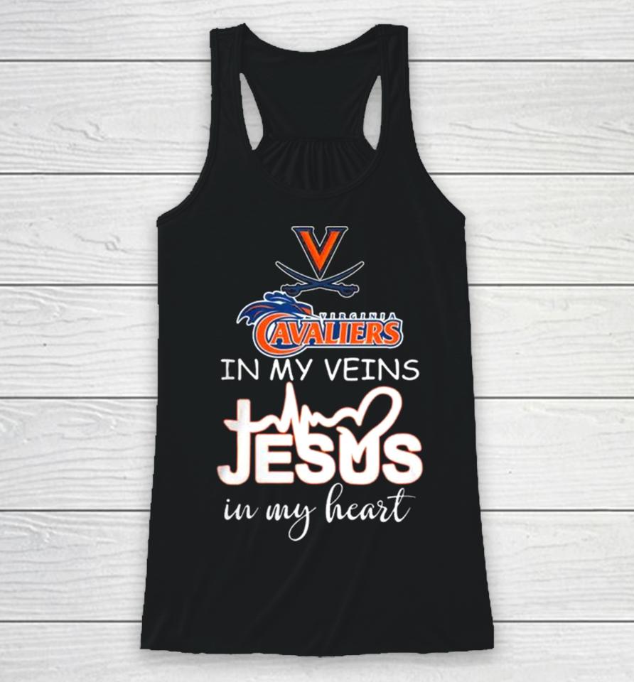 Virginia Cavaliers 2024 In My Veins Jesus In My Heart Racerback Tank