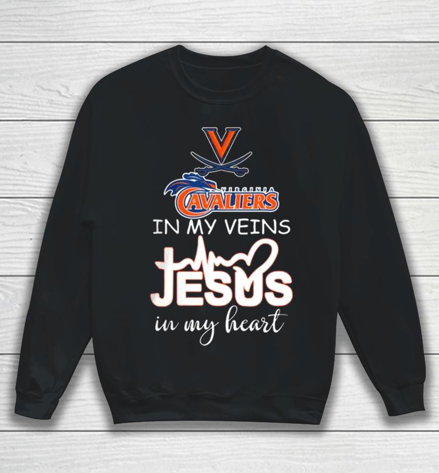 Virginia Cavaliers 2024 In My Veins Jesus In My Heart Sweatshirt