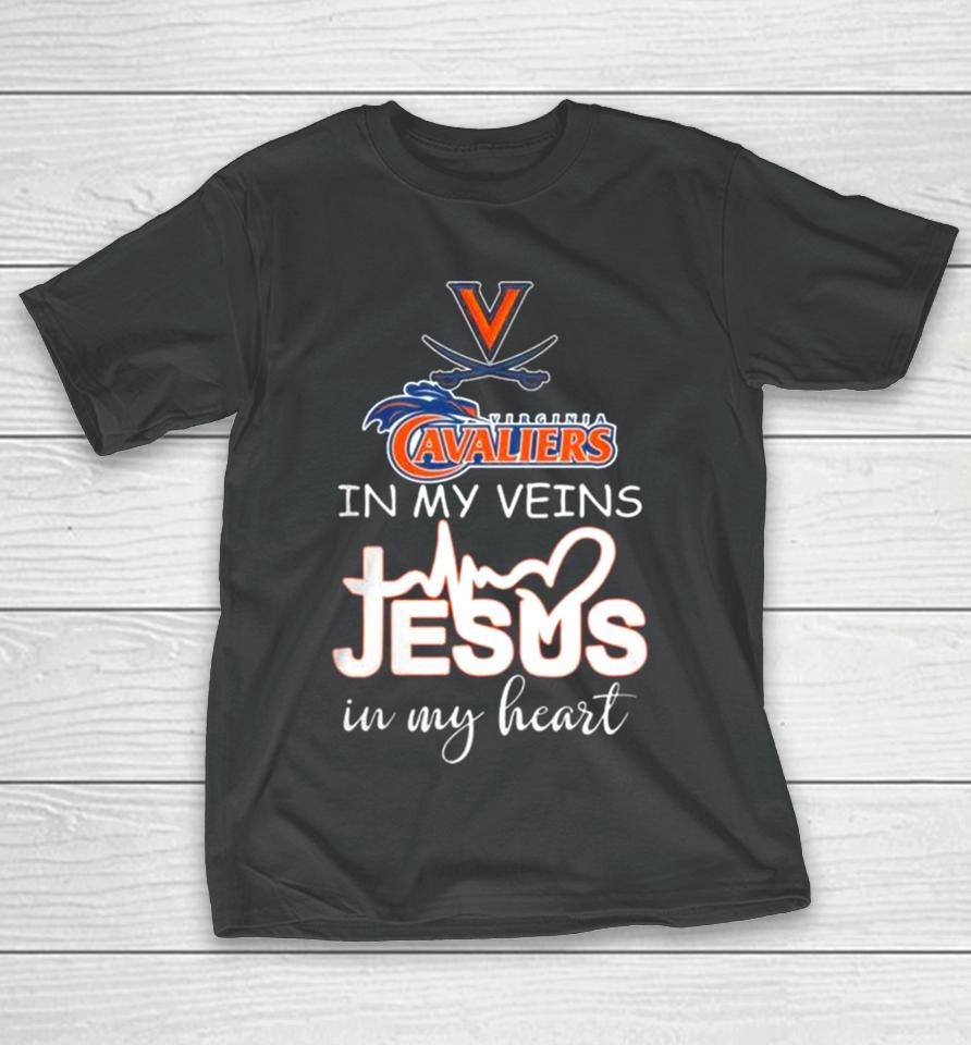 Virginia Cavaliers 2024 In My Veins Jesus In My Heart T-Shirt