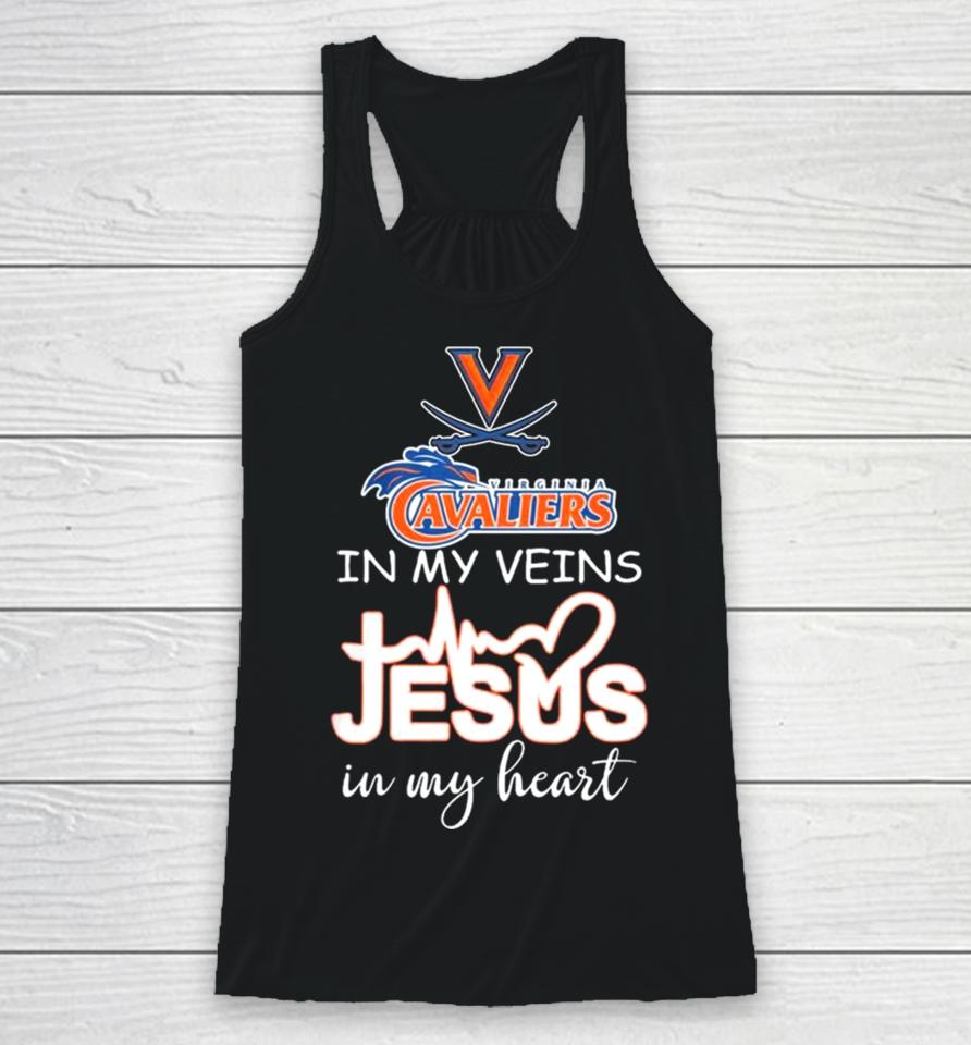 Virginia Cavaliers Basketball In My Veins Jesus In My Heart Racerback Tank