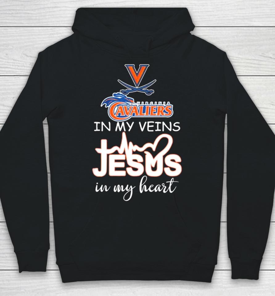 Virginia Cavaliers Basketball In My Veins Jesus In My Heart Hoodie