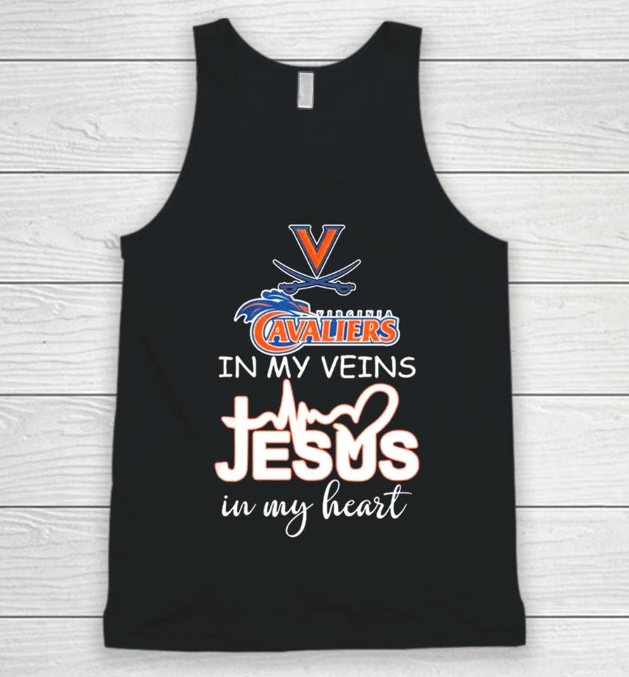 Virginia Cavaliers Basketball In My Veins Jesus In My Heart Unisex Tank Top