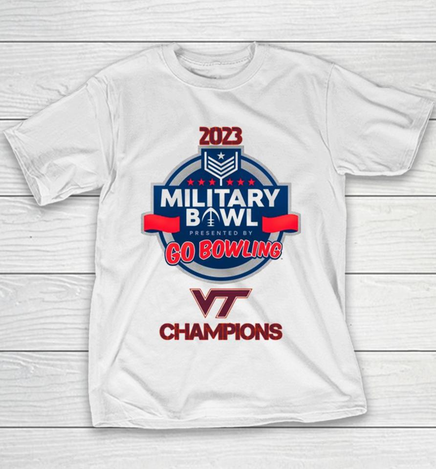Virginia Tech Hokies 2023 Military Bowl Champions Youth T-Shirt