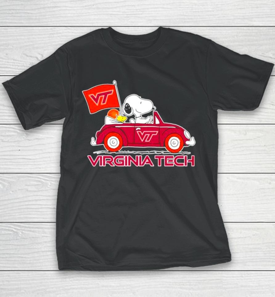 Virginia Tech Hokies Snoopy And Woodstock Proud Fan Youth T-Shirt