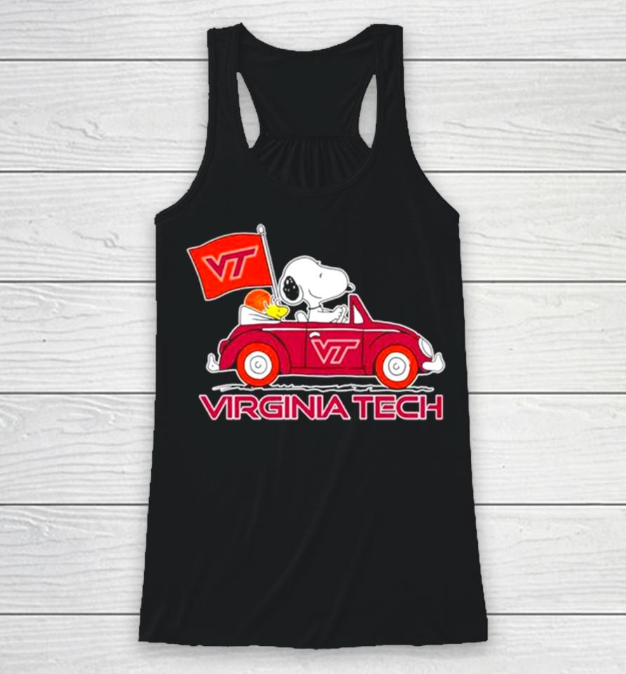 Virginia Tech Hokies Snoopy And Woodstock Proud Fan Racerback Tank