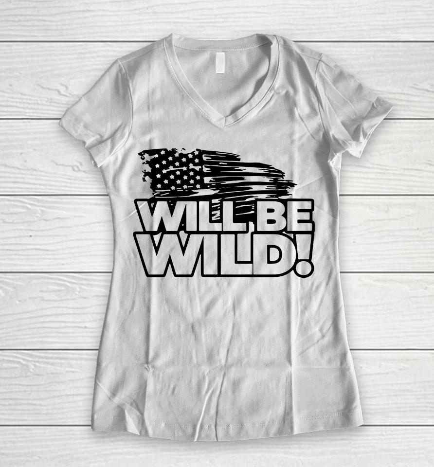 Viva Frei Merch Will Be Wild Flag Women V-Neck T-Shirt