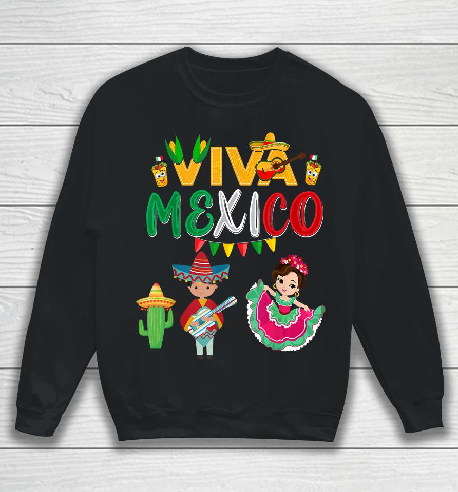 Viva Mexico Boy Girl Maracas Mexican Independence Sweatshirt