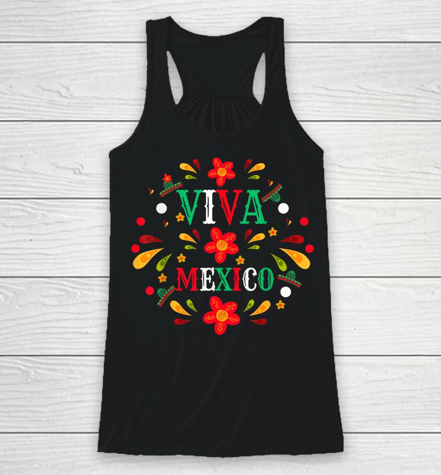 Viva Mexico Flag Mexican Independence Day Racerback Tank