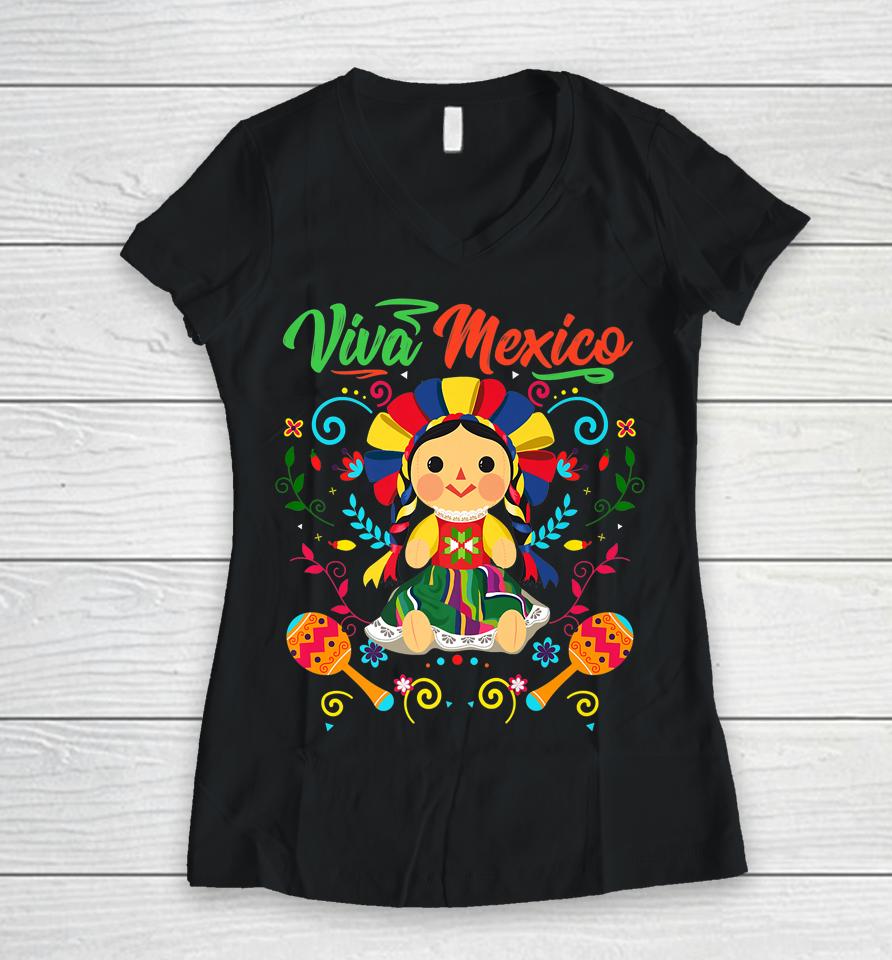 Viva Mexico Mexican Independence Day - I Love Mexico Women V-Neck T-Shirt
